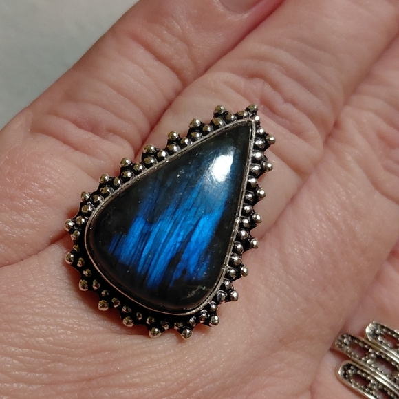 Jewelry - Flash Labradorite Teardrop Ring Size 6.5